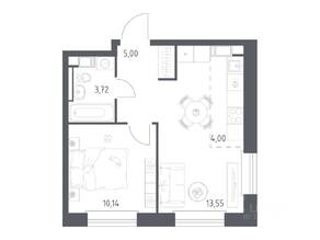 ЖК «ЭкоБунино», планировка 1-комнатной квартиры, 36.41 м²