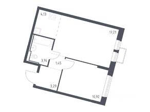 ЖК «Молжаниново», планировка 1-комнатной квартиры, 40.76 м²