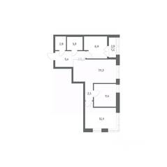 ЖК «NEWПИТЕР», планировка 3-комнатной квартиры, 67.49 м²