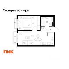 ЖК «Саларьево парк», планировка 1-комнатной квартиры, 35.40 м²