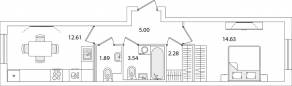 ЖК «Кинопарк», планировка 1-комнатной квартиры, 39.95 м²