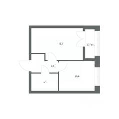 ЖК «NEWПИТЕР», планировка 1-комнатной квартиры, 35.35 м²