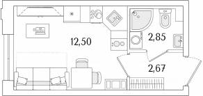 ЖК «Гранат», планировка студии, 18.02 м²
