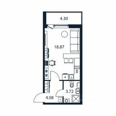 ЖК «Полис ЛАВрики», планировка студии, 26.40 м²