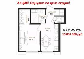ЖК «ID Petrogradskaya», планировка 1-комнатной квартиры, 28.96 м²