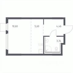 ЖК «Пригород Лесное», планировка студии, 24.00 м²