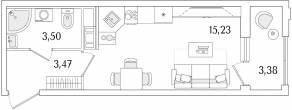 ЖК «Гранат», планировка студии, 23.89 м²