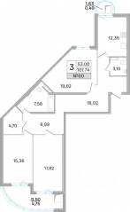 ЖК «Дом-Мегалит в Королёве», планировка 3-комнатной квартиры, 108.50 м²