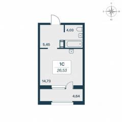 ЖК «Расцветай в Янино», планировка студии, 26.70 м²