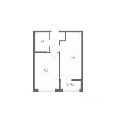 ЖК «NEWПИТЕР», планировка 1-комнатной квартиры, 42.10 м²