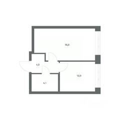 ЖК «NEWПИТЕР», планировка 1-комнатной квартиры, 38.34 м²