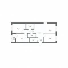ЖК «NEWПИТЕР», планировка 3-комнатной квартиры, 81.64 м²