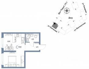 ЖК «Страна.Парковая», планировка студии, 30.65 м²