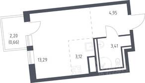 ЖК «Квартал Лаголово», планировка студии, 25.43 м²