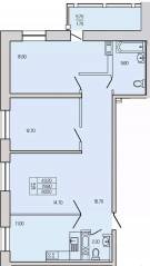 ЖК «Экос», планировка 3-комнатной квартиры, 80.50 м²