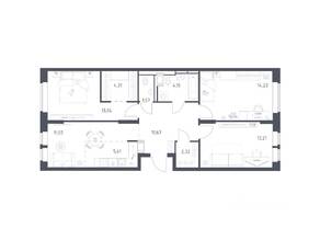 ЖК «Большое Путилково», планировка 3-комнатной квартиры, 79.88 м²
