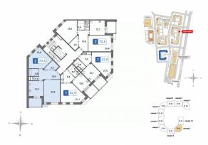 ЖК «Ново-Никольское», планировка 2-комнатной квартиры, 72.80 м²