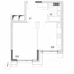 Апарт-комплекс «Wellbe», планировка 1-комнатной квартиры, 36.20 м²