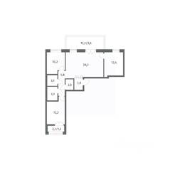 ЖК «NEWПИТЕР», планировка 3-комнатной квартиры, 83.38 м²
