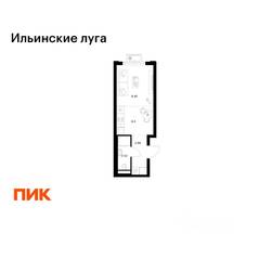 ЖК «Ильинские луга», планировка студии, 22.36 м²