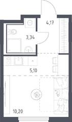 ЖК «Пригород Лесное», планировка студии, 22.81 м²