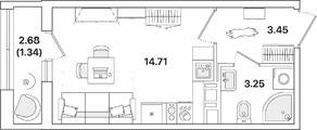 ЖК «Академик», планировка студии, 22.75 м²