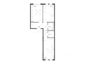 ЖК «Пригород Лесное», планировка 2-комнатной квартиры, 57.52 м²