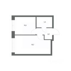 ЖК «NEWПИТЕР», планировка 1-комнатной квартиры, 37.55 м²