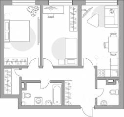 ЖК «Тринити-3», планировка 3-комнатной квартиры, 69.65 м²