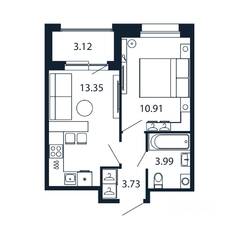 ЖК «Полис Новоселье», планировка 1-комнатной квартиры, 31.70 м²