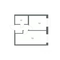 ЖК «Парусная 1», планировка 1-комнатной квартиры, 37.10 м²