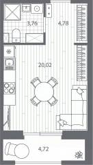 ЖК «Respect», планировка студии, 30.92 м²