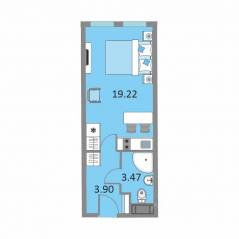 Апарт-комплекс «Начало», планировка студии, 26.40 м²