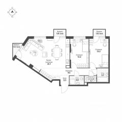 ЖК «Sokolinn Park», планировка 3-комнатной квартиры, 79.50 м²