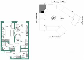 ЖК «Страна.Парковая», планировка 2-комнатной квартиры, 47.41 м²