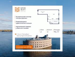 МЖК «Кронфорт. Центральный», планировка 3-комнатной квартиры, 96.77 м²