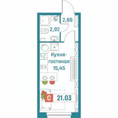 ЖК «Графика», планировка студии, 21.03 м²
