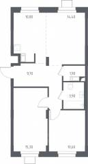 МФК «Люберцы 2023», планировка 2-комнатной квартиры, 66.80 м²