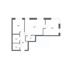 ЖК «NEWПИТЕР», планировка 2-комнатной квартиры, 69.46 м²