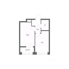 ЖК «NEWПИТЕР», планировка 1-комнатной квартиры, 39.02 м²