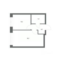 ЖК «NEWПИТЕР», планировка 1-комнатной квартиры, 37.55 м²