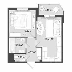 ЖК «Мурино Клаб», планировка 1-комнатной квартиры, 36.20 м²