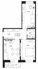 ЖК «Времена года», планировка 2-комнатной квартиры, 67.25 м²