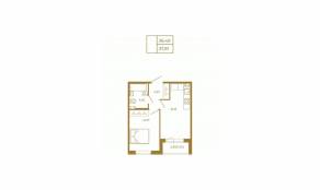 МЖК «Новая история», планировка 1-комнатной квартиры, 37.91 м²