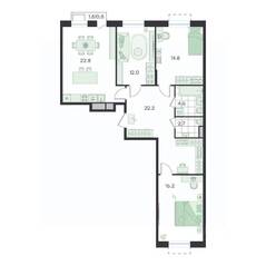 ЖК «G3 Театральный», планировка 4-комнатной квартиры, 95.80 м²