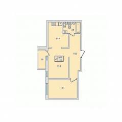 ЖК «Ветер перемен 2», планировка 2-комнатной квартиры, 52.00 м²