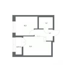 ЖК «NEWПИТЕР», планировка 1-комнатной квартиры, 32.86 м²