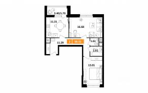 ЖК «Планерный квартал», планировка 2-комнатной квартиры, 58.56 м²