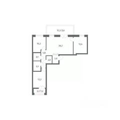 ЖК «NEWПИТЕР», планировка 3-комнатной квартиры, 83.38 м²