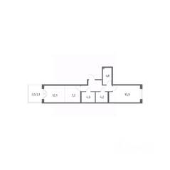ЖК «Парусная 1», планировка 2-комнатной квартиры, 58.70 м²